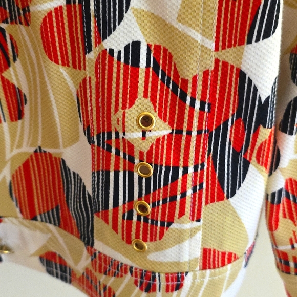 Women's Lightweight Jacket With Flowers and Stripes, PL - Picture 3 of 4